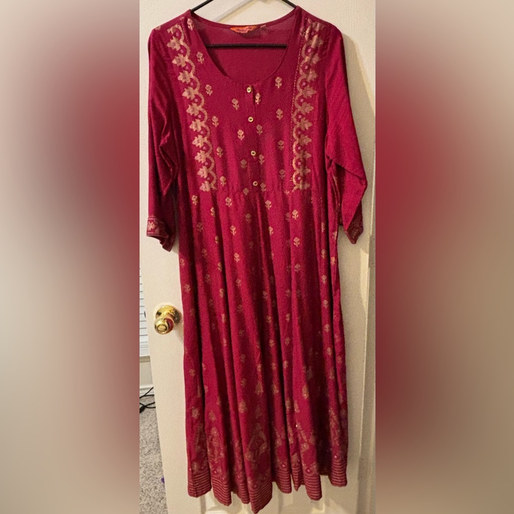 Elegant Red Embroidered Dress